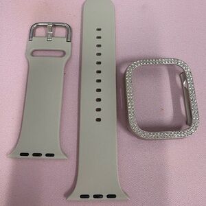 Elegant Gray Smartwatch Band with‎ Rhinestone Frame